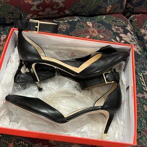 Black Leather Ivanka Trump Heels